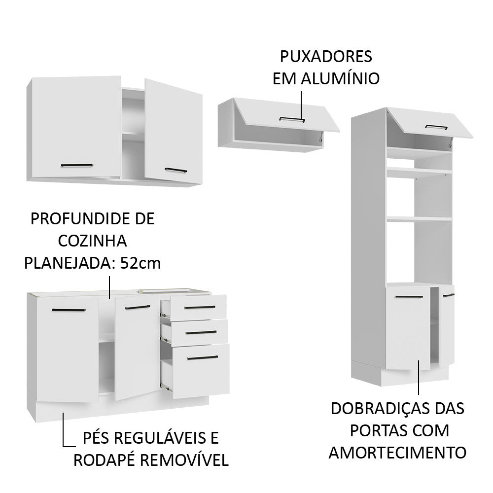 Armário de  Cozinha Completa 270cm Branco Agata Madesa 08