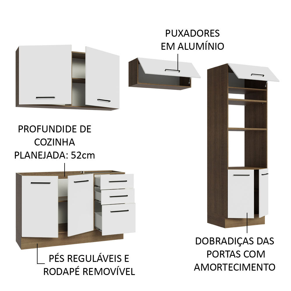 Armário de  Cozinha Completa 270cm Rustic/Branco Agata Madesa 08