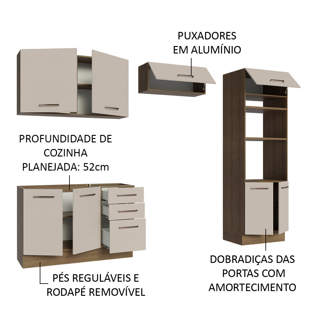 Armário de Cozinha Completa 270cm Rustic/Crema Agata Madesa 08