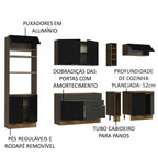 Armário de Cozinha Completa 290cm Rustic/Preto Agata Madesa 01