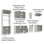Armário de Cozinha Completa 290cm Branco Cinza Agata Madesa 05