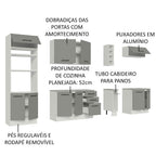 Armário de Cozinha Completa 290cm Branco Cinza Agata Madesa 06