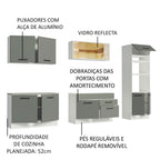 Armário de Cozinha Completa 310cm Branco/Cinza Agata Madesa 01