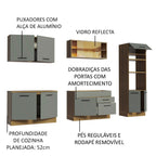 Armário de Cozinha Completa 310cm Rustic/Cinza Agata Madesa 01