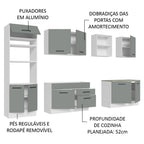 Armário de Cozinha Completa 310cm Branco/Cinza Agata Madesa 02