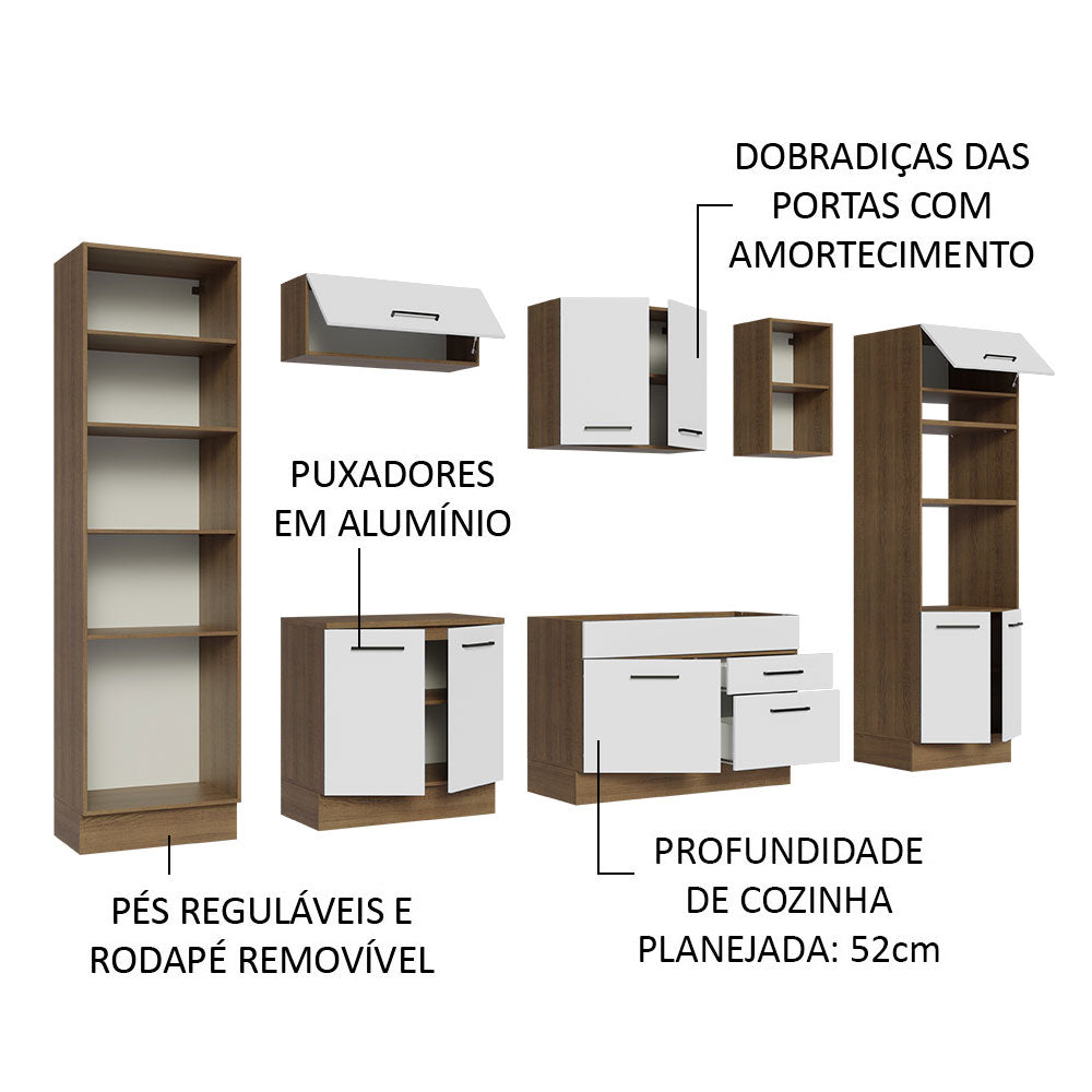 Armário de Cozinha Completa 330cm Rustic/Branco Agata Madesa 02