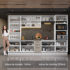 Armário de Cozinha Completa 340cm Branco/Crema Agata Madesa 01