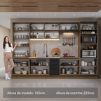Armário de Cozinha Completa 340cm Rustic/Preto Agata Madesa 01