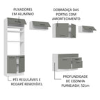 Armário de Cozinha Completa 350cm Branco/Cinza Agata Madesa 01