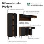Armário de Cozinha Completa 220 cm Rustic/Preto Deli Madesa 02