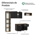Armário de Cozinha Compacta 180cm Rustic/Preto Easy Madesa