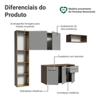 Armário de Cozinha Compacta 180cm Rustic/Cinza Easy Madesa