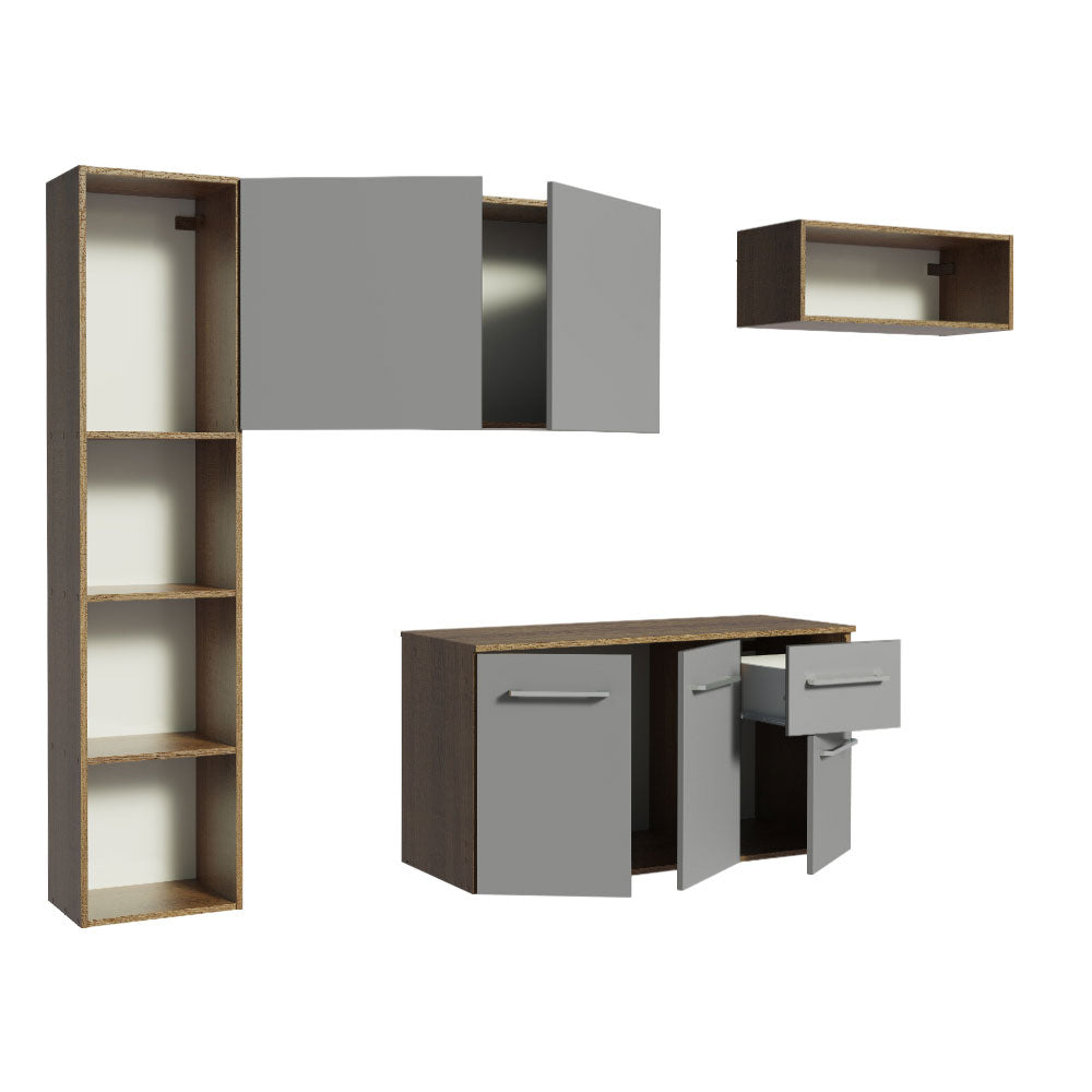 Armário de Cozinha Compacta 180cm Rustic/Cinza Easy Madesa