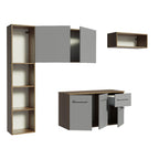 Armário de Cozinha Compacta 180cm Rustic/Cinza Easy Madesa