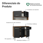 Armário de Cozinha Compacta 105cm Rustic/Preto Emilly Madesa 03