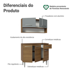 Armário de Cozinha Compacta 105cm Rustic/Cinza Emilly Madesa 03