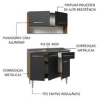 Armário de Cozinha Compacta 105cm com Pia Rustic/Preto Emilly Madesa 04