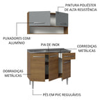 Armário de Cozinha Compacta 105cm com Pia Rustic/Cinza Emilly Madesa 04