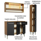 Armário de Cozinha Compacta 137cm Rustic/Preto Emilly Art Madesa 04