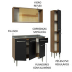 Armário de Cozinha Compacta 137cm com Pia Rustic/Preto Emilly Madesa 08