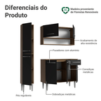 Armário de Cozinha Compacta 137 cm Rustic/Preto Emilly Madesa 012