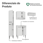 Armário de Cozinha Compacta 156cm Branco Emilly Madesa 01