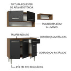 Armário de Cozinha Compacta 165cm Rustic/Preto Emilly Madesa 07