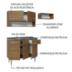 Armário de Cozinha Compacta 165cm com Pia Rustic Emilly Madesa 09