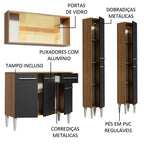 Armário de Cozinha Completa 169cm Rustic/Preto Emilly Voice Madesa 06