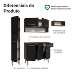 Armário de Cozinha Completa 197 cm Rustic/Preto Emilly Madesa 02
