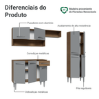 Armário de Cozinha Completa 229cm Rustic/Cinza Emilly Pop Madesa