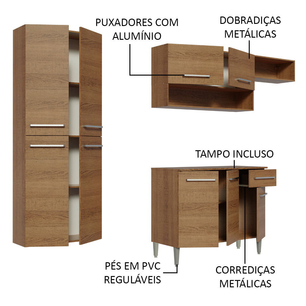 Armário de Cozinha Completa 229cm Rustic Emilly Fit Madesa 03