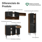 Armário de Cozinha Compacta 229cm com Pia Rustic/Preto Emilly Madesa 10