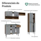 Armário de Cozinha Compacta 229cm com Pia Rustic/Cinza Emilly Madesa 10