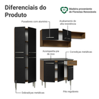 Armário de Cozinha Compacta 229cm com Pia Rustic/Preto Emilly Madesa 12