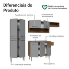 Armário de Cozinha Compacta 229cm com Pia Rustic/Cinza Emilly Madesa 12