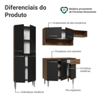 Armário de Cozinha Completa 229cm Rustic/Preto Emilly Madesa 016