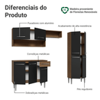 Armário de Cozinha Completa 229cm Rustic/Preto Emilly Madesa 017
