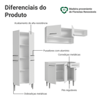 Armário de Cozinha Completa 229cm Branco Emilly Madesa 18