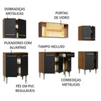 Armário de Cozinha Completa 233cm Rustic/Preto Emilly Fire Madesa 03