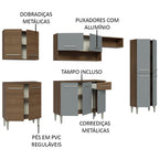 Armário de Cozinha Completa 293cm Rustic/Cinza/Rustic Emilly Madesa 01