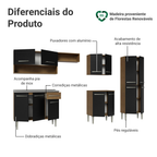 Armário de Cozinha Completa 293cm com Pia Rustic/Preto Emilly Madesa 09