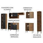 Armário de Cozinha Completa 325cm Rustic/Preto Emilly Joy Madesa 01