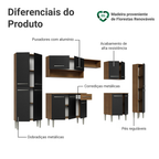 Armário de Cozinha Completa 325cm Preto/Rustic Emilly Joy Madesa
