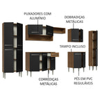 Armário de Cozinha Completa 325cm Preto/Rustic Emilly Joy Madesa