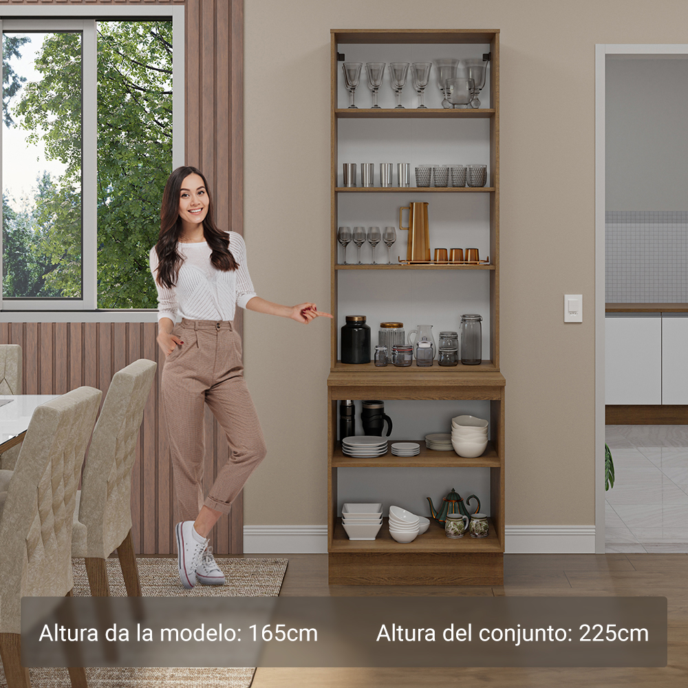 Kit Balcão + Cristaleira 70cm Rustic/Branco Glamy Madesa 01