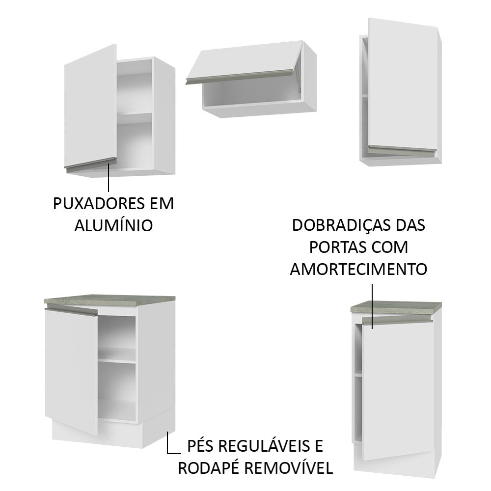 Armário de Cozinha Compacta 160cm Branco Glamy Madesa 07