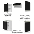 Armário de Cozinha Compacta 160cm Branco/Preto Glamy Madesa 07