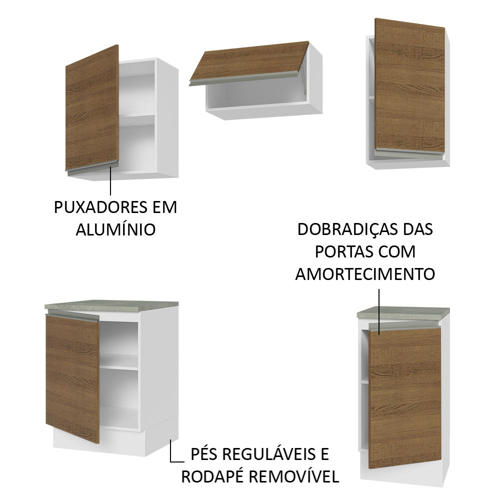 Armário de Cozinha Compacta 160cm Branco/Rustic Glamy Madesa 07