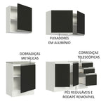 Armário de Cozinha Compacta 180cm Branco Preto Glamy Madesa 05